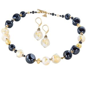 Lampglas Souprava šperků Gold Elegance s 24karátovým zlatem v perlách Lampglas CQ11 (náhrdelník, náušnice) obraz