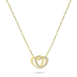 Brilio Silver Slušivý pozlacený náhrdelník srdce se zirkony NCL83Y obraz