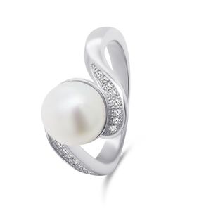 Brilio Silver Půvabný stříbrný prsten s pravou perlou RI061W 52 mm obraz