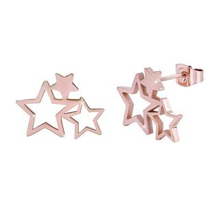 Troli Růžově pozlacené ocelové náušnice se třemi hvězdičkami obraz
