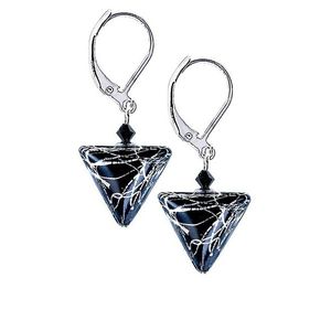 Lampglas Elegantní náušnice Black Marble Triangle s ryzím stříbrem v perlách Lampglas ETA2 obraz