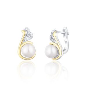 JwL Luxury Pearls Stříbrné bicolor náušnice s pravými perlami a zirkony JL0720 obraz