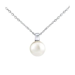 Silvego Stříbrný náhrdelník s bílou perlou Swarovski® Crystals 12 mm LPS061912PSWW (řetízek, přívěsek) obraz