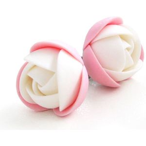 Troli Růžovo-bílé náušnice puzetky kytičky obraz