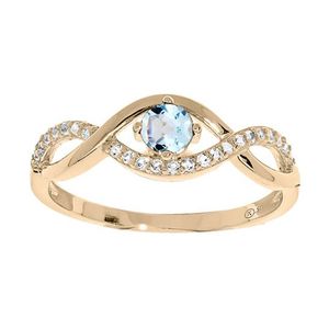 Troli Půvabný pozlacený prsten s modrým topazem PO/SR00716TP 58 mm obraz