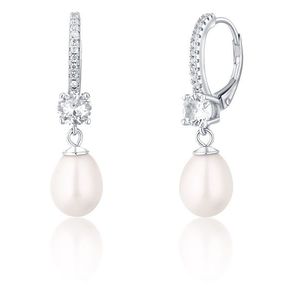 JwL Luxury Pearls Půvabné stříbrné náušnice s pravými perlami a zirkony JL0739 obraz