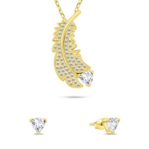 Brilio Silver Jemný pozlacený set šperků se zirkony SET242Y (náušnice, náhrdelník) obraz