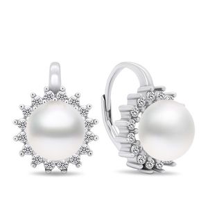 Brilio Silver Úchvatné stříbrné náušnice s perlami a zirkony EA418W obraz