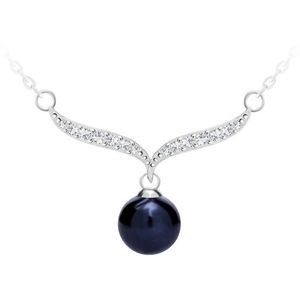 Preciosa Elegantní stříbrný náhrdelník s pravou černou perlou Paolina 5306 20 obraz