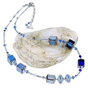 Lampglas Krásný náhrdelník Triple Blue 2 z perel Lampglas NCU34 obraz