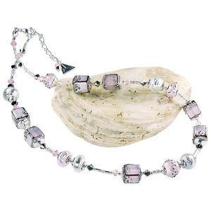 Lampglas Romantický náhrdelník Delicate Pink s ryzím stříbrem v perlách Lampglas NCU40 obraz