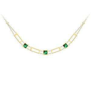 Preciosa Luxusní pozlacený náhrdelník Straight se zeleným křišťálem Preciosa 7390Y66 obraz