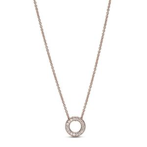Pandora Bronzový náhrdelník s třpytivým přívěskem Rose 387436C01-45 (řetízek, přívěsek) obraz