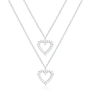 JVD Dvojitý stříbrný náhrdelník Srdce se zirkony SVLN0365X61BI45 obraz