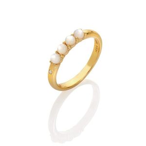 Hot Diamonds Krásný pozlacený prsten s diamantem a perličkami Jac Jossa Soul DR252 51 mm obraz