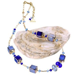 Lampglas Nebesky modrý náhrdelník Triple Blue z perel Lampglas NCU28 obraz