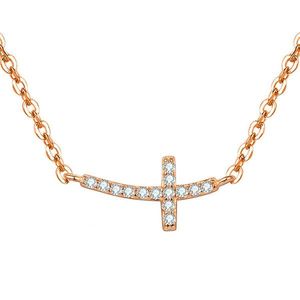 Beneto Růžově pozlacený stříbrný náhrdelník s křížkem AGS546/47-ROSE obraz