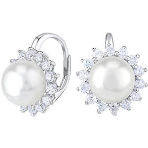 Silvego Krásné stříbrné náušnice s pravou bílou perlou LPS0156A obraz