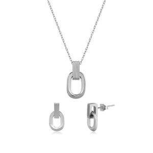 Troli Stylová ocelová sada minimalistických šperků (náušnice. řetízek, přívěsek) obraz