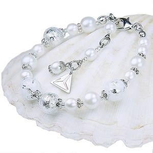Lampglas Elegantní náramek White Lace s perlami Lampglas s ryzím stříbrem BP1 obraz
