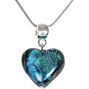 Lampglas Výjimečný náhrdelník Turquoise Heart s perlou Lampglas s ryzím stříbrem NLH5 obraz