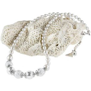 Lampglas Něžný náhrdelník White Romance s s ryzím stříbrem v perlách Lampglas NV1 obraz