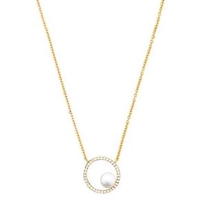 Silver Cat Slušivý pozlacený náhrdelník s kubickými zirkony a perlou SC501 obraz