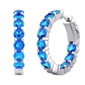 Silvego Luxusní stříbrné náušnice kruhy se světle modrými zirkony MW02722ELB obraz