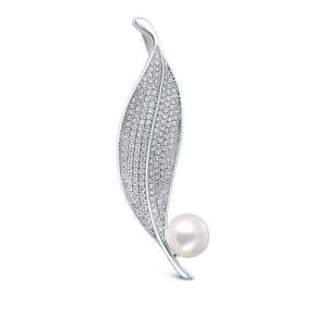 JwL Luxury Pearls Zářivá perlová brož Lísteček JL0701 obraz