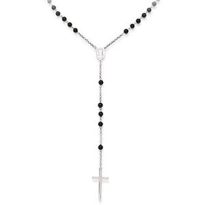 Amen Originální stříbrný náhrdelník s onyxy Rosary CROBON40 obraz