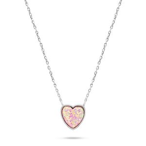 Brilio Silver Slušivý stříbrný náhrdelník Srdce s opálem NCL74WP obraz
