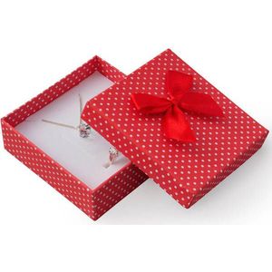 JK Box Červená dárková krabička s puntíky a mašličkou KK-4/A7 obraz