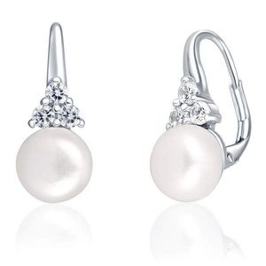 JwL Luxury Pearls Luxusní stříbrné náušnice s pravou perlou a zirkony JL0641 obraz