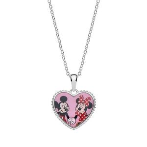 Disney Romantický stříbrný náhrdelník Minnie and Mickey Mouse (řetízek, přívěsek) obraz