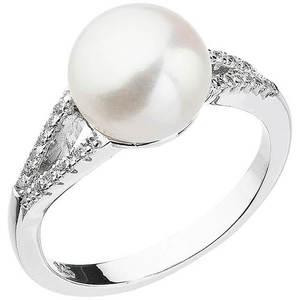 Evolution Group Něžný prsten s bílou říční perlou a zirkony 25003.1 54 mm obraz