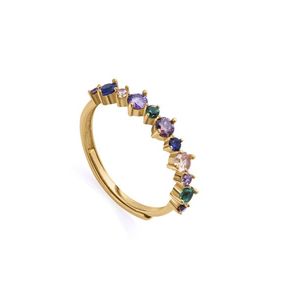 Viceroy Slušivý pozlacený prsten s barevnými zirkony 13097A01 obraz