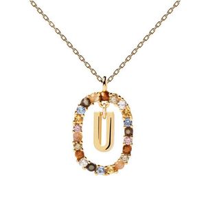 PDPAOLA Krásný pozlacený náhrdelník písmeno "U" LETTERS CO01-280-U (řetízek, přívěsek) obraz