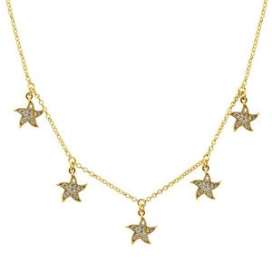 Brilio Silver Stylový pozlacený náhrdelník se zirkony Hvězdičky NCL13Y obraz