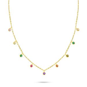Brilio Silver Pozlacený náhrdelník s barevnými zirkony NCL60Y obraz