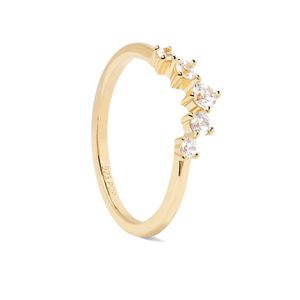 PDPAOLA Půvabný pozlacený prsten se zirkony CIEL Gold AN01-823 52 mm obraz