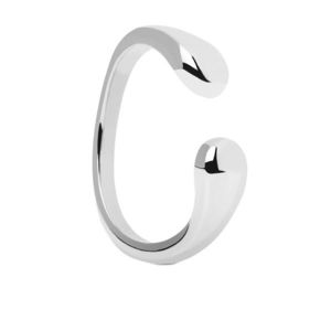 PDPAOLA Otevřený minimalistický prsten ze stříbra CRUSH Silver AN02-903 50 mm obraz