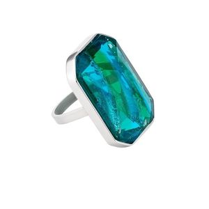 Preciosa Luxusní ocelový prsten s ručně mačkaným kamenem českého křišťálu Preciosa Ocean Emerald 7446 66 60 mm obraz