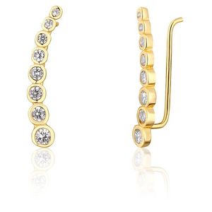 JwL Luxury Pearls Pozlacené podélné náušnice s třpytivými krystaly JL0743 obraz