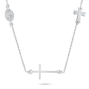 Brilio Silver Slušivý stříbrný náhrdelník s křížem NCL108W obraz