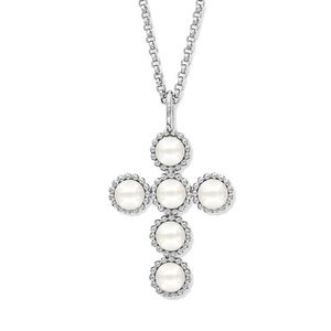 Engelsrufer Půvabný stříbrný náhrdelník s perlovým křížkem ERN-GLORY-CROSS (řetízek, přívěsek) obraz