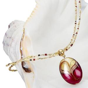 Lampglas Elegantní náhrdelník Red Sea s perlou Lampglas s 24karátovým zlatem NP25 obraz