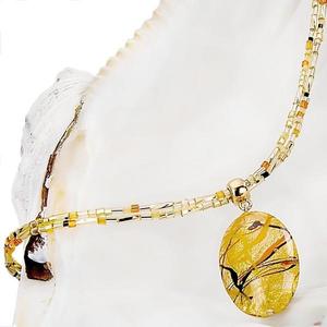 Lampglas Originální dámský náhrdelník Sunny Meadow s perlou Lampglas s 24karátovým zlatem NP16 obraz