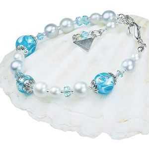 Lampglas Elegantní náramek Blue Lace s perlami Lampglas s ryzím stříbrem BP4 obraz