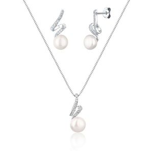 JwL Luxury Pearls Elegantní set šperků s pravou perlou a zirkony JL0746 (řetízek, přívěsek, náušnice) obraz