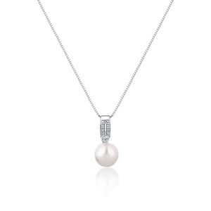 JwL Luxury Pearls Elegantní náhrdelník s pravou perlou a zirkony JL0748 (řetízek, přívěsek) obraz